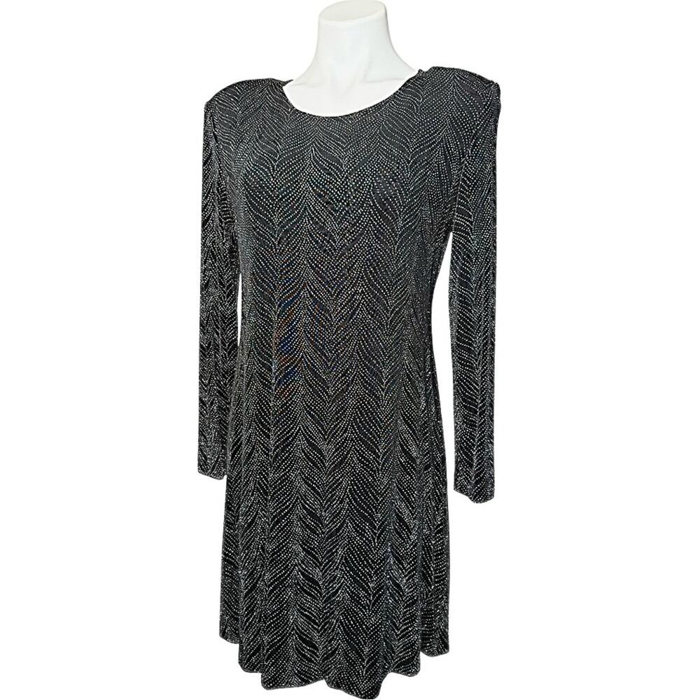 Vintage 1980s S.L. Fashions Glitter Micro-Dot Swing Dress Size 12 evening formal